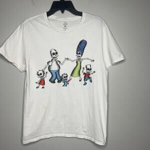 The Simpson Halloween Graphic T-Shirt Size Medium Skeletons with Flaw